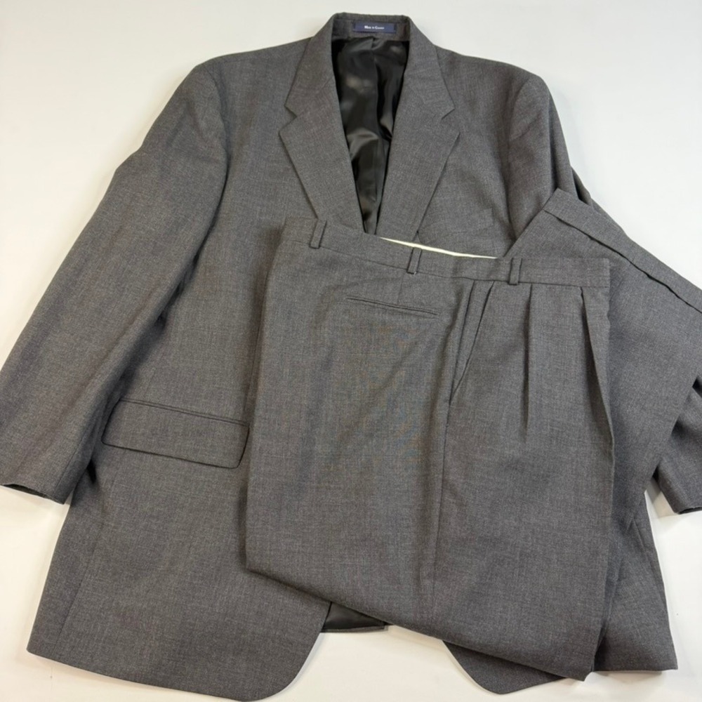 Vtg‎ Polo University Club Ralph Lauren Suit Mens 48L Gray Wool 2-Button Pleated